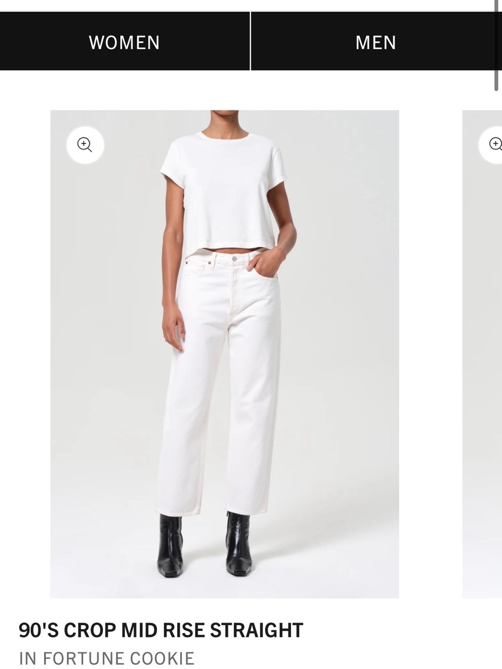 AGOLDE White Straight-Leg Crop Jeans